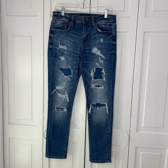 Aerpostale Men's Athletic Skinny Distressed Jeans 29/30 - Picture 2 of 7